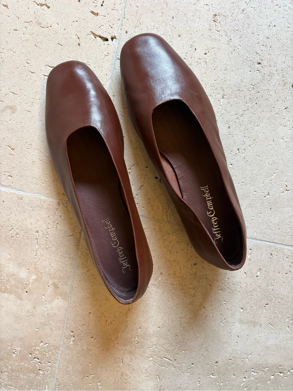 Jeffrey Campbell Chestnut Brown Leather Slip-On Loafers